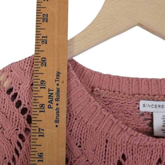 Sincerely Jules Pink Open Knit Sweater S Cottagecore Soft Textured Pullover - Picture 7 of 7